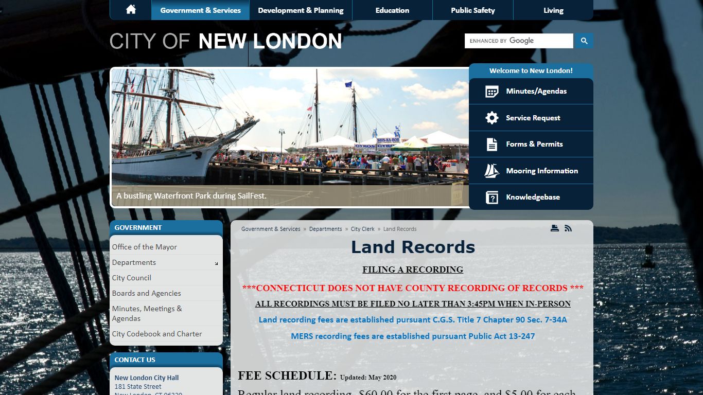 Welcome to New London, Connecticut - Land Records